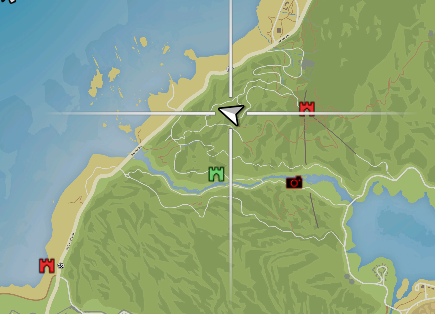 Mapa com a posição da loja de cocaína